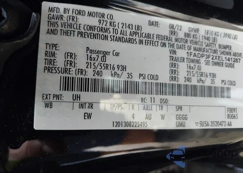 2014 Ford Focus Se из США, поврежденный, VIN 1FADP3F2XEL141287